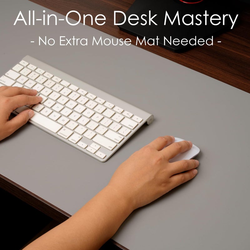 WAYBER Leather Desk Pad Protector, Waterproof Mouse Pad, PU Desk Mat, Office Desk Cover, Desk Writing Mat for Office/Home/Work/Cubicle (Gray/Silver) 31.5x15.7in - Image 3
